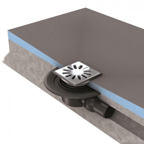 Receveur Écoulement Centré Fundo Primo + Ecoulement Grille Carrée + Kit D Étancheité, 140 X 100, Ecoulement Vertical