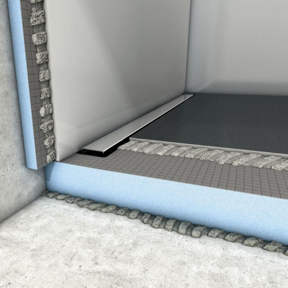 Receveur À Carreler + Barette Finition Inox Fundo Riolito Neo, 160 X 100, Ecoulement Horizontal