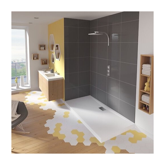 Receveur Kinesurf Blanc, 170 X 80, Adherence Forte / Classe C / Pn24, Bonde Centree Sur La Longueur