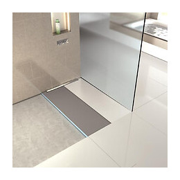 Receveur À Carreler + Barette Finition Inox Fundo Riolito Neo, 120 X 120, Ecoulement Horizontal