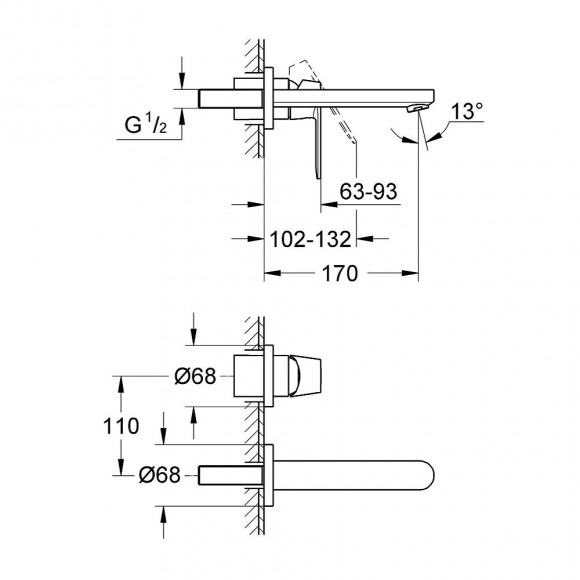 Façade Mitigeur Eurosmart Cosmopolitan Taille S