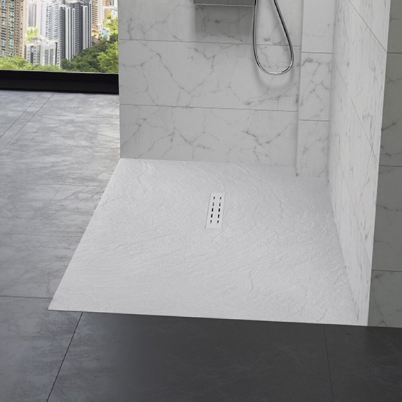 Receveur Douche Aspect Pierre Kinestone, 140 X 90, Blanc