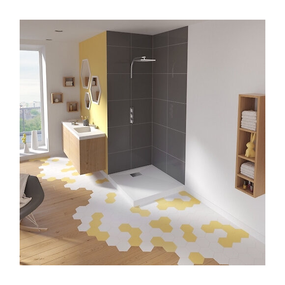 Receveur Douche Blanc Kinesurf, 180 X 100, Adherence Forte / Classe C / Pn24, 10,5, Bonde Centree Sur La Largeur
