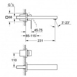 Façade Mitigeur Lavabo Mural Eurocube Taille M