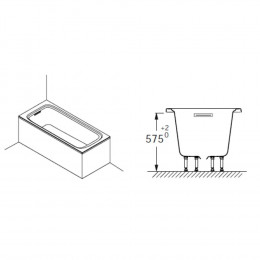 Baignoire Blanche Elite Avec Pieds, Vidage Et Coussin + Tablier De Baignoire Frontal Et Latéral Blanc Elite Flight , 170 X 75,