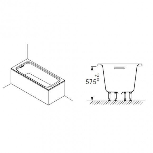 Baignoire Blanche Elite Avec Pieds, Vidage Et Coussin + Tablier De Baignoire Frontal Et Latéral Blanc Elite Flight , 170 X 75,