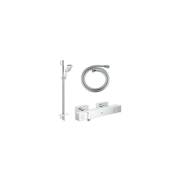Mitigeur Douche Cube Grohtherm + Ensemble Douche Rainsower + Flexible
