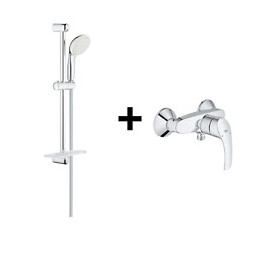 Pack Douche Eurosmart Mitigeur Douche + Douchette + Barre De Douche + Porte Savon