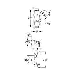 Mitigeur Thermostatique Douche Grohtherm 1000 1/2 Avec Ensemble De Douche 2 Jets
