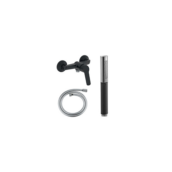 Grohe - Mitigeur Douche Aimé Black + Douchette Shift Ellipse Noire + Flexible Douche Silverflex