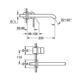 Façade Mitigeur Essence 2 Trous Lavabo Taille L Saillie 230 Couleur, Chrome
