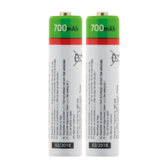 Pack 2x Piles Rechargeables Hr03 Aaa 700 Mah - Thomson