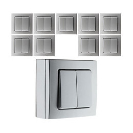 Lot De 10 Va & Vient Doubles 10a Saillie Borne Auto Bel'vue - Chrome - Bel'vue