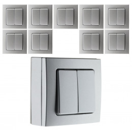 Lot De 10 Va & Vient Doubles 10a Saillie Borne Auto Bel'vue - Chrome - Bel'vue