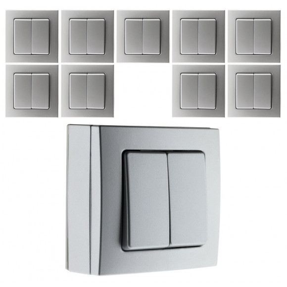 Lot De 10 Va & Vient Doubles 10a Saillie Borne Auto Bel'vue - Chrome - Bel'vue