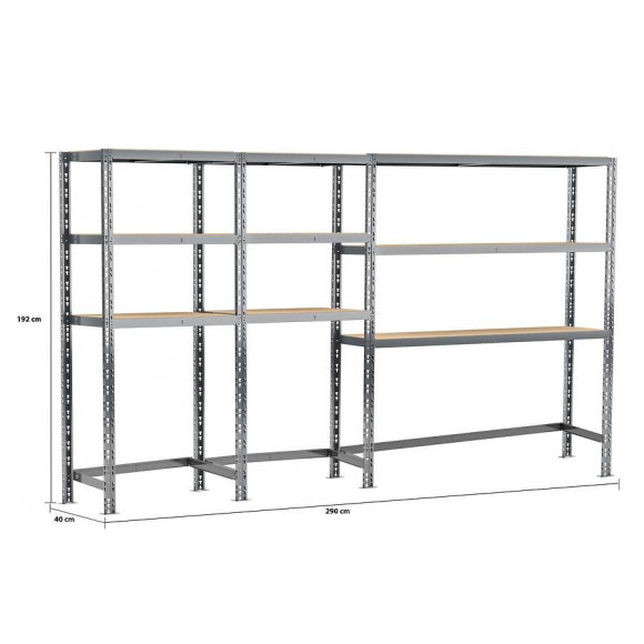 Concept Rangement De Garage - Longueur 290 Cm - 9 Plateaux