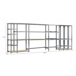 Concept Rangement De Garage Modulö - Longueur 505 Cm - 16 Plateaux