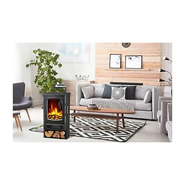 Foyer Electrique Noir Imitation Fonte Helsinki 2000w