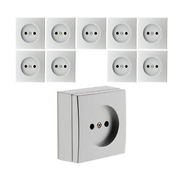 Lot De 10 Prises 2p 10a Saillie Bel'vue - Chrome - Bel'vue