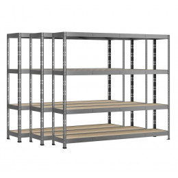 Lot De 3 Étagères Rack - 4 Plateaux - 220 X 40 Cm - Charge Lourde