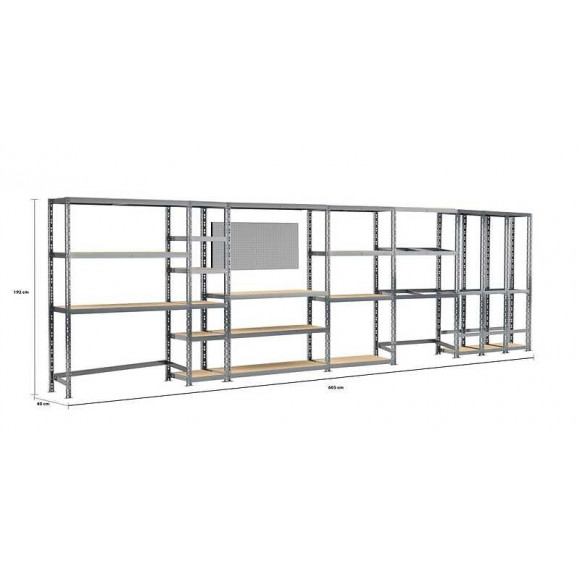 Concept Rangement De Garage Modulö - Longueur 605 Cm - 24 Plateaux