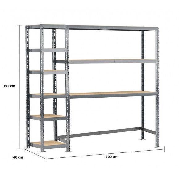 Concept Rangement De Garage - Longueur 200 Cm - 9 Plateaux