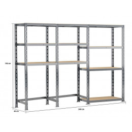 Concept Rangement De Garage - Longueur 240 Cm - 10 Plateaux