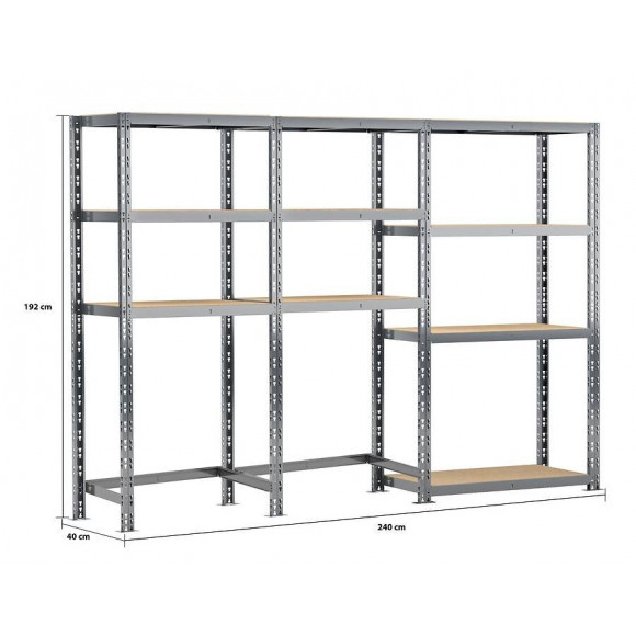 Concept Rangement De Garage - Longueur 240 Cm - 10 Plateaux