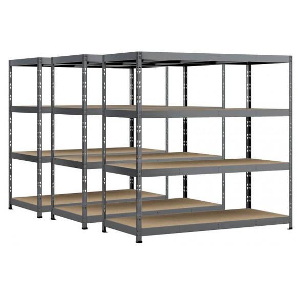 Lot De 3 Étagères Rack - 4 Plateaux - 220 X 80 Cm - Charge Lourde