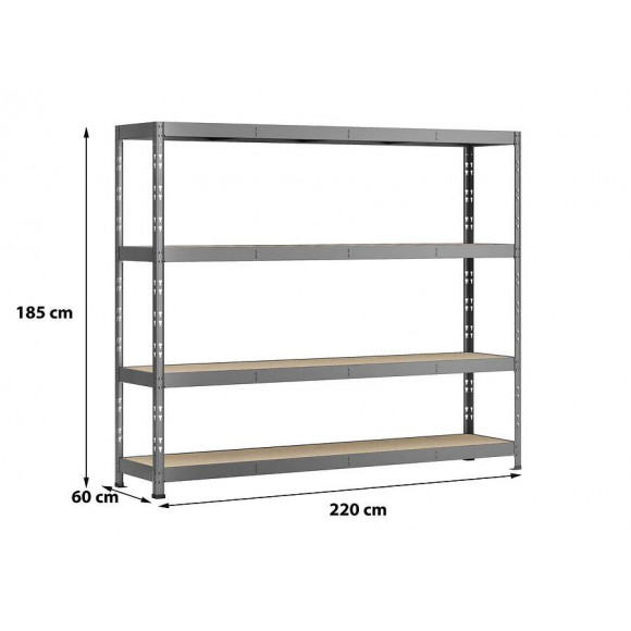Etagère Rack Charge Lourde - 4 Plateaux - 220 X 60 Cm