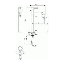 Ideal Standard Mitigeur Lavabo Réhaussé Sans Tirette Sans Vidage Joy Couleur, Chrome