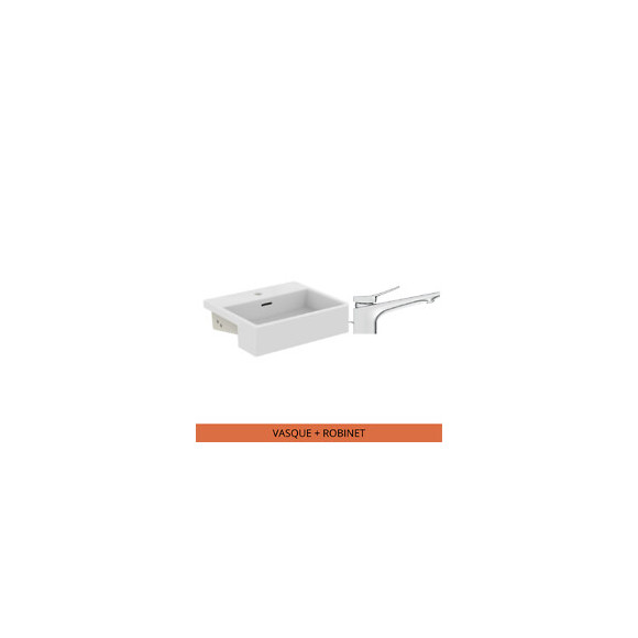 Ideal Standard Pack Vasque 50x40 Extra Avec Trop Plein + Mitigeur Conca Couleur, Chrome