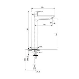 Ideal Standard Mitigeur Lavabo Réhaussé Sans Tirette Sans Vidage Tesi, Chrome