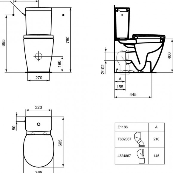Ideal Standard Wc À Poser Compact Connect Space + Abattant