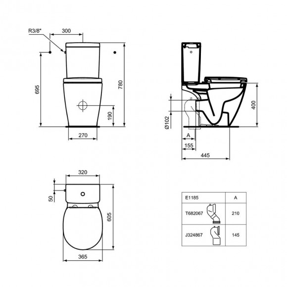 Ideal Standard Wc À Poser Compact Connect Space + Abattant