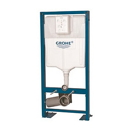 Ideal Standard Pack Wc Suspendu Compact Connect Space + Abattant + Plaque + Bâti Grohe, Chrome