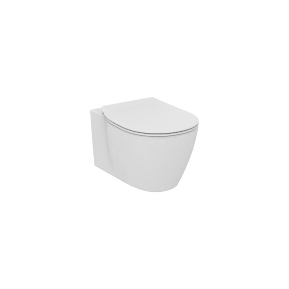 Ideal Standard Pack Wc Suspendu Compact Connect Space + Abattant + Plaque + Bâti Grohe, Chrome