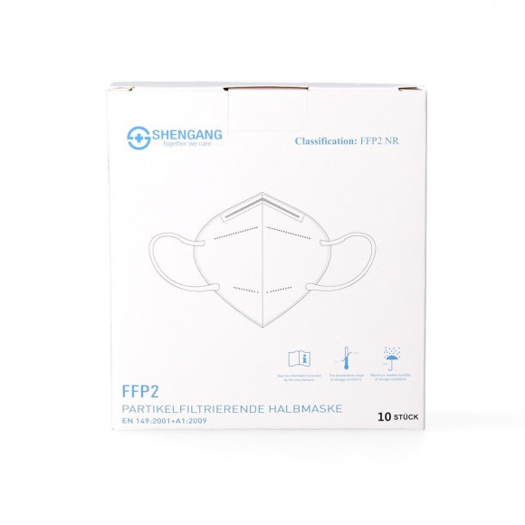 Shengang Masque 10x Ffp2 Certifié Ce, Conforme À La Pharmacie, Bouche Souffle, Nez, 5 Plis Iso9001: 2015 / En149 2001 A1: 200