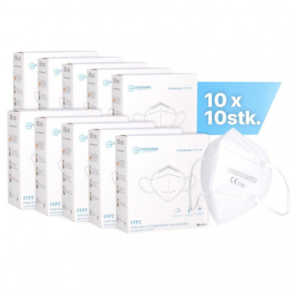 Shengang 100x Ffp2 Masque Ce Certifié Ce Conforme Aux Normes Pharmaceutiques Protection De La Bouche, Du Nez Et De L'haleine 5