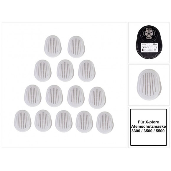 Dräger X-plore Set: Filtres Combinés À Baïonnette Pour X-plore 3300 / 3500 / 5500 ( A1b1e1k1 Hg P3 R D ), 14 Pcs. ( 7x 6738