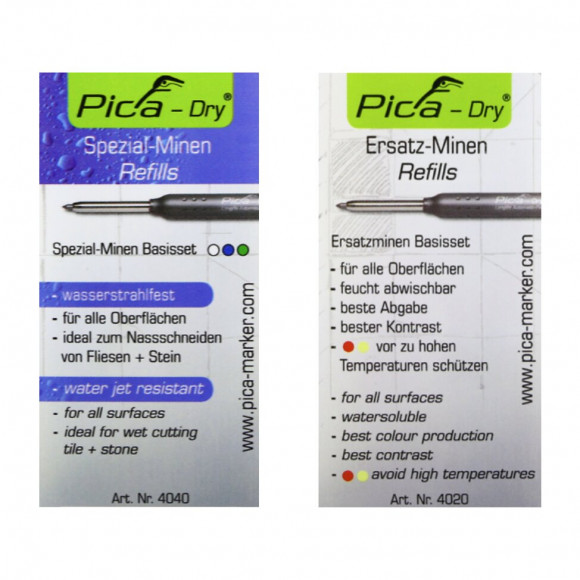 Pica Dry Mines De Remplacement Basic Set Coloré Soluble Dans L'eau Multi-usage ( 8 Pieces ) + Mines Speciales Basic-set