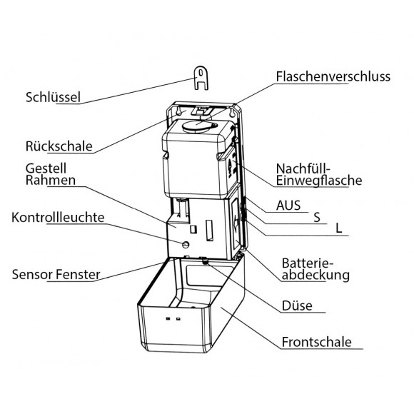 Toolbrothers Distributeur Automatique De Désinfectant Sans Contact , 1000ml Réglable En Hauteur, Fonctionnant Sur Secteur Et 