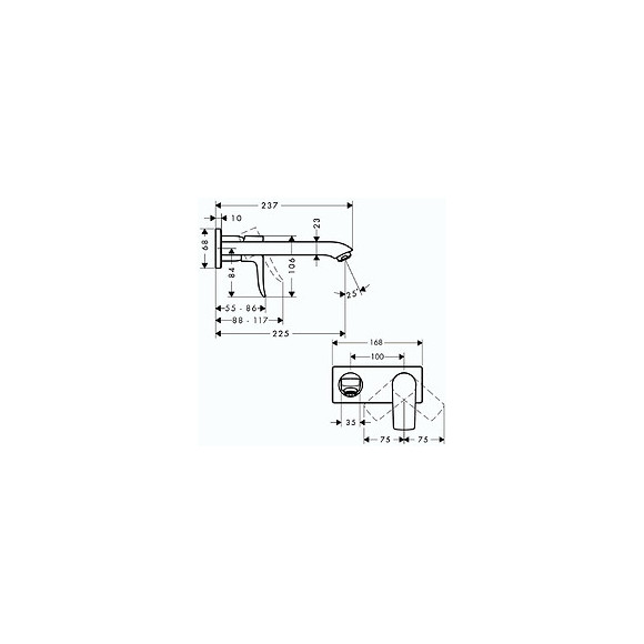 Hansgrohe Mitigeur Lavabo Encastré Mécanique Metris 225 Mm