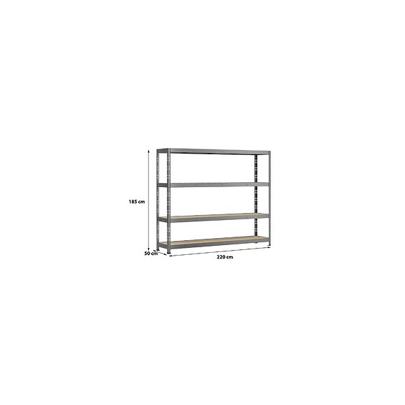 Etagère Rack Charge Lourde - 4 Plateaux - 220 X 50 Cm