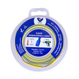 Gaine Thermorétractable En Dévidoir Ø 6,4/3,4mm X 5 Mètres Vert/jaune