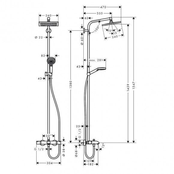 Colonne Thermostatique Bain/douche Crometta E 240