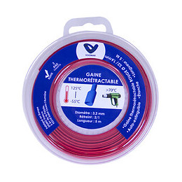 Gaine Thermorétractable En Dévidoir Ø 3,2/1,6mm X 5 Mètres Rouge
