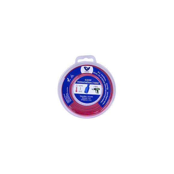 Gaine Thermorétractable En Dévidoir Ø 3,2/1,6mm X 5 Mètres Rouge