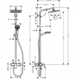 Colonne De Douche Crometta E Showerpipe 240 1jet, Mitigeur Mécanique