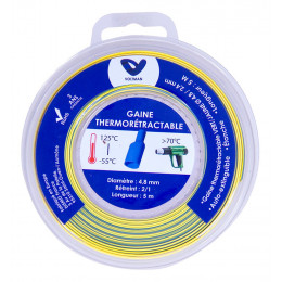 Gaine Thermoratractable Ø 4,8/2,4mm X 5 Mètres, Auto-extinguible, Vert/jaune, Étanche, Température D'utilisation -55 /+ 125
